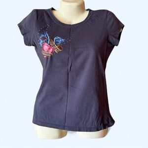 Harley-Davidson Black Tee with Heart and Wings Graphic